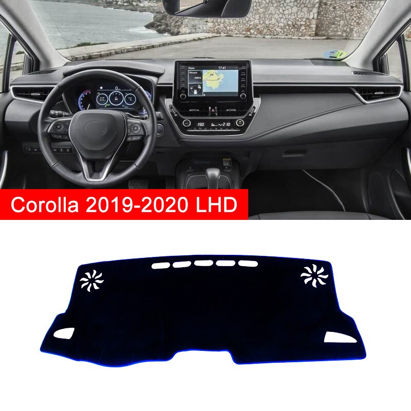 Voor Toyota Corolla Auto Dashboard Cover Dash Mat Zonnescherm Pad Instrument panel Tapijten Protector Anti-Uv Accessoires: LHD Blue  Side
