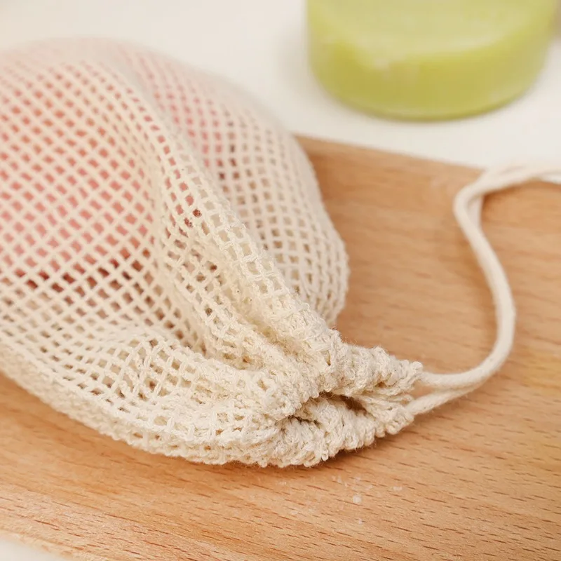 Bolsas de jabón colgantes de lino y algodón Natural, bolsa de red para jabón espumoso, bolsas de red limpiadora de jabón corporal, Herramientas de limpieza de ducha para el hogar, 1/10 Uds.