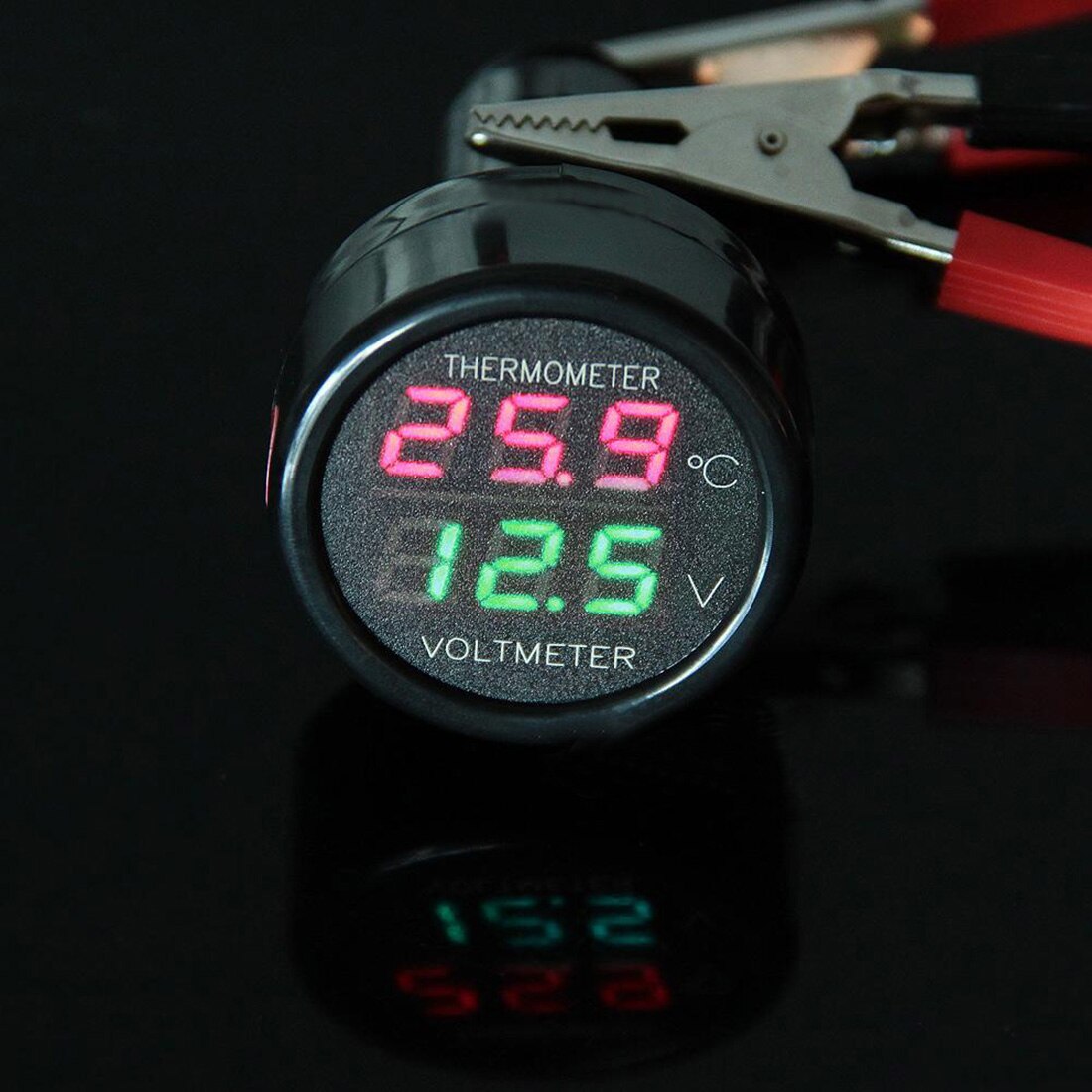Digital LED Car Cigarette Lighter Voltmeter Thermometer Car Truck USB Charger 12V/24V Temperature Meter Voltmeter 3 in 1/ 2 in 1: 2 in 1 Red Green LED