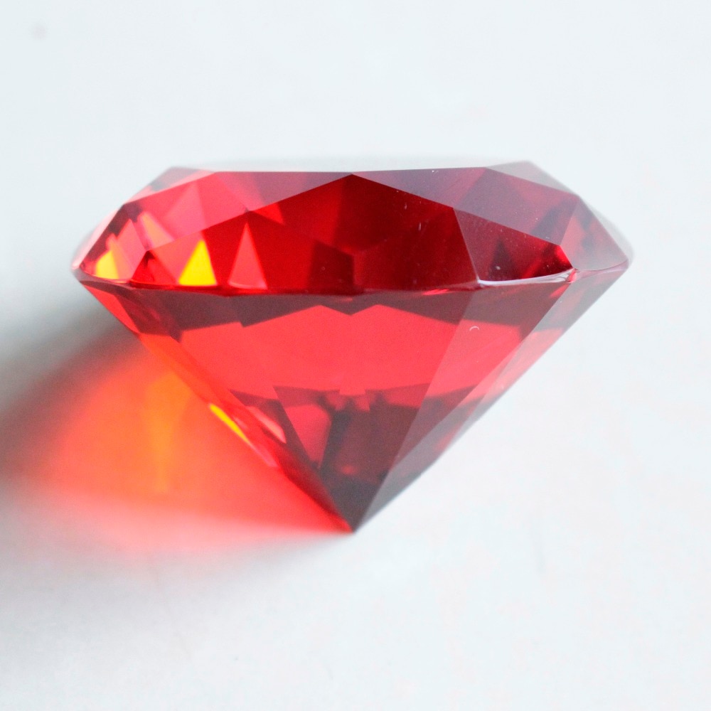 6 cm Robijn Rode Kleur Kristal Glas Diamant Papier Gewicht Miniatuur Gorgeus Crystal Bruiloft Decoratie Bruiloft Valentijn Cadeaus