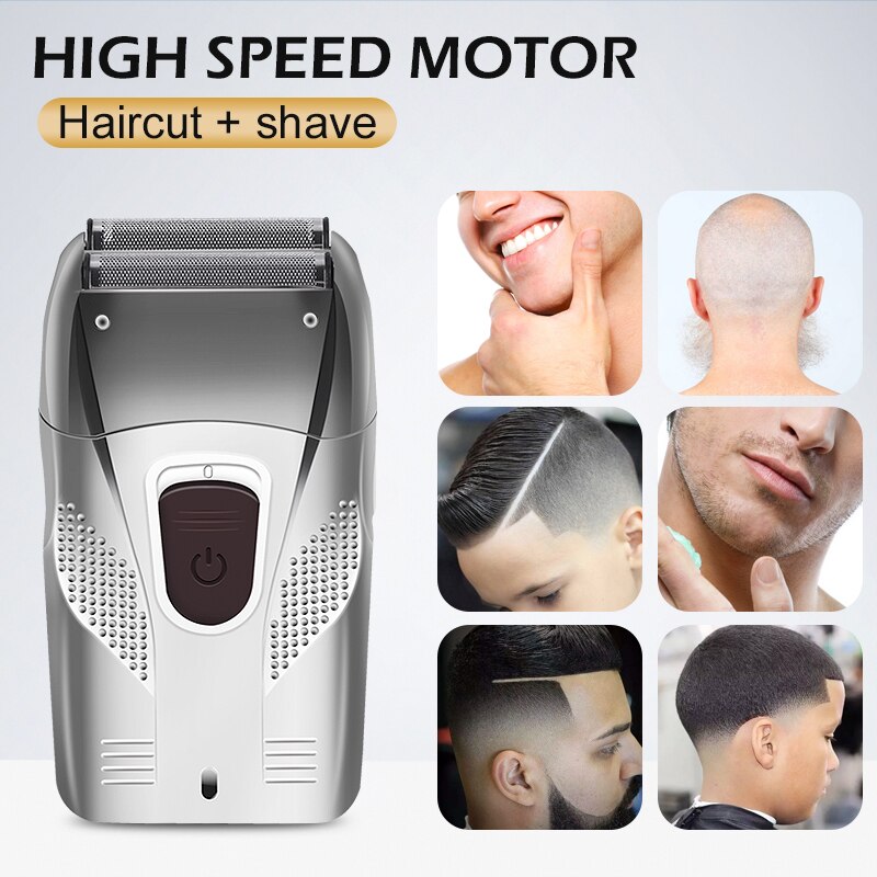 USB Cordless Rechargeable Beard Razor Reciprocating Foil Mesh Shaving Machine Barber Finish Electric Shaver for Men