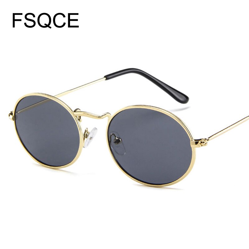 Zonnebril Mannen Retro Zonnebril Kleine Ovale Zonnebril Vrouwen Vintage Zonnebril Metalen Frame UV400 Gafas De Sol: C2GoldBlack