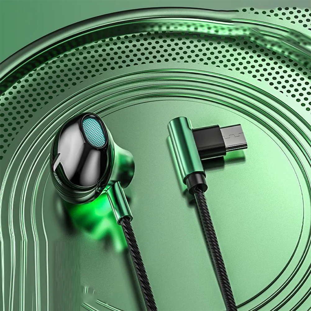 1,2 m in-Ohr 3,5 mm/Typ-C-Kopfhörer, kabelgebundene Ohrhörer, 90-Grad-Winkelstecker, Kopfhörer mit Mikrofon, Headset, Gamer, Sport für Mobiltelefone