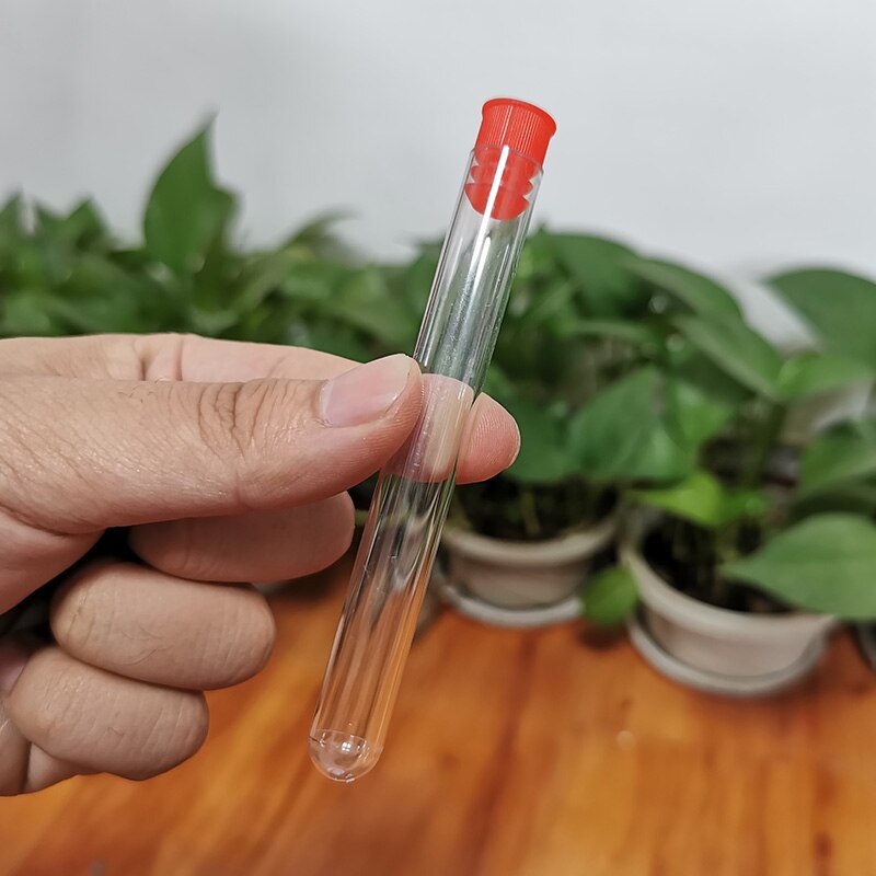 20 Pcs Transparent Laboratory Transparent Plastic Test Tube Round Bottom Tube Sample Bottle With Push Cover Laboratory Supplies