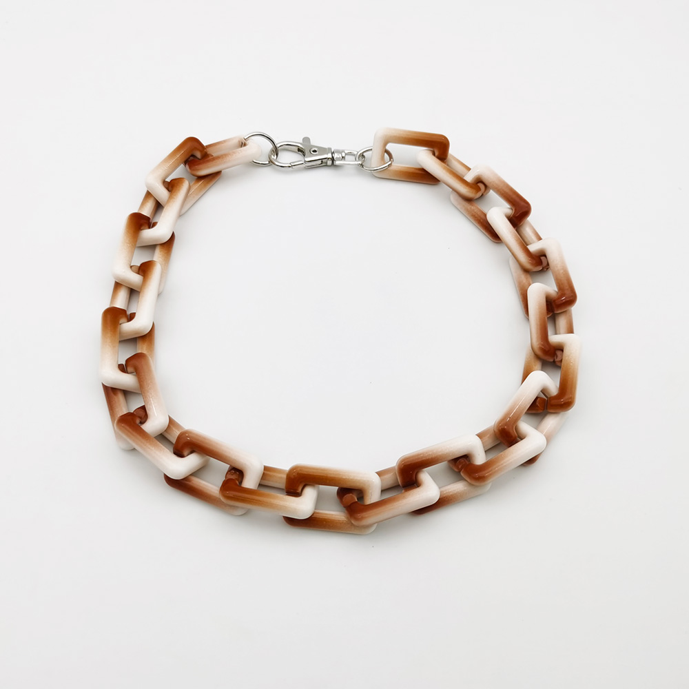 Necklaces Colorful Plastic Thick Chain Statement Choker Collar Necklace Hip Hop Night Club Jewelry For Women: coffee necklace-1