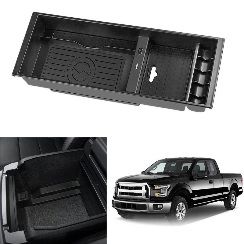 cargador inalámbrico QI, accesorios de placa de carga inalámbrica para teléfono, consola central, caja de reposabrazos para Ford F-150 -: Default Title
