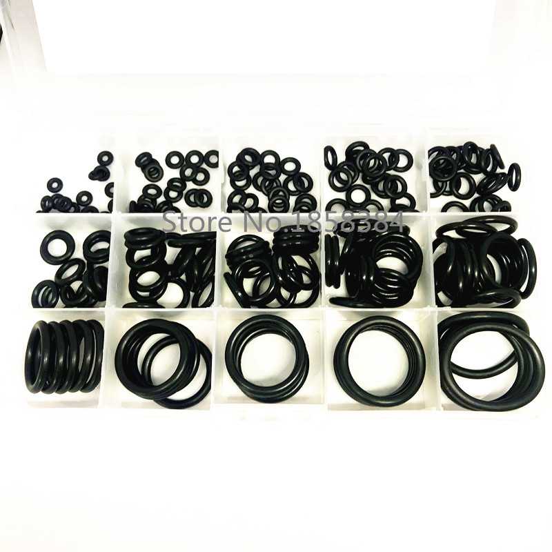 200PCS/set Rubber O Ring Assortment kit oring Washer Gasket Sealing O-Ring pack 15 Sizes with Plastic Box silicone rubber rings