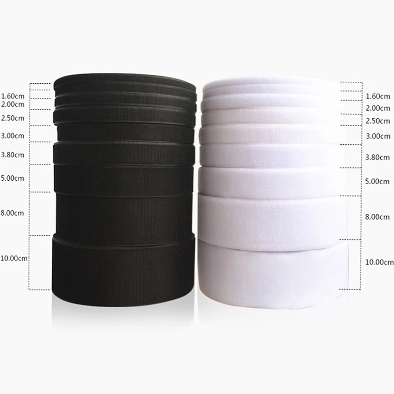 16/20/25/30mm Self Adhesive Fastener Tape Black White Magic Tape with Strong Glue Sewing Hook Loop Tape Clothing Craft Supplies