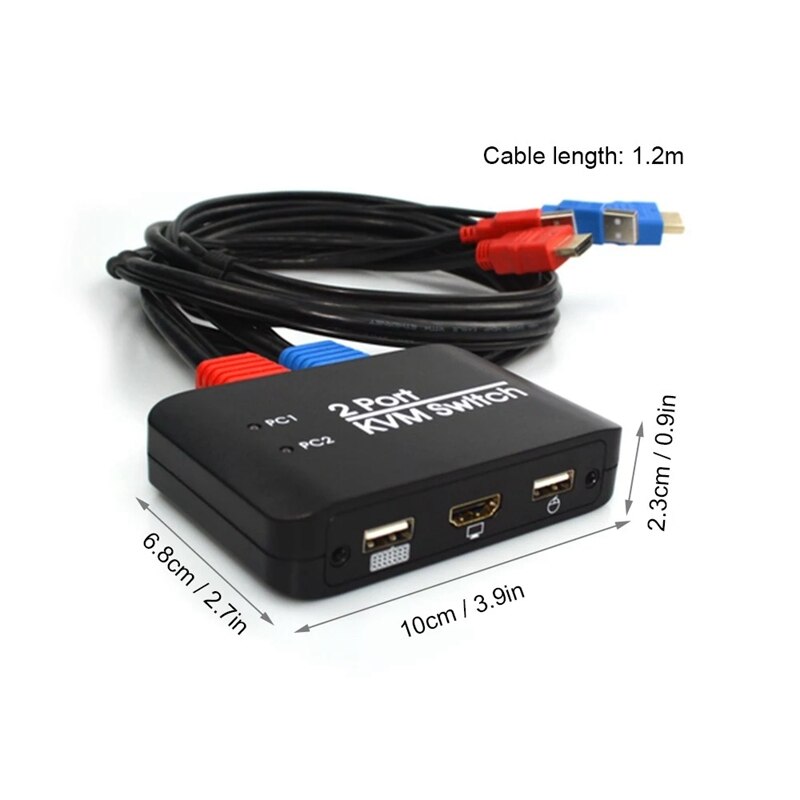 2 Port USB HD KVM Switch Switcher for Dual Monitor Keyboard Mouse HD Switch Support Desktop Controller Switching