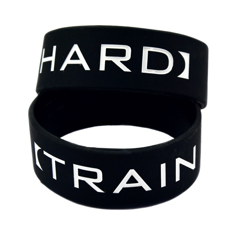 1PC Train Hard Motivational Silicone Wristband 1 Inch Wide Black