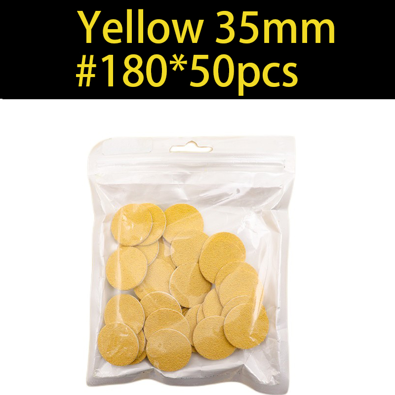 ~ Geel Schuurpapier 50/pcs Pedicure Voetverzorging Gereedschap 15mm 20mm 25mm 35mm nagel boor Schijf disc Salon Eelt Vervangbare: Ivoor