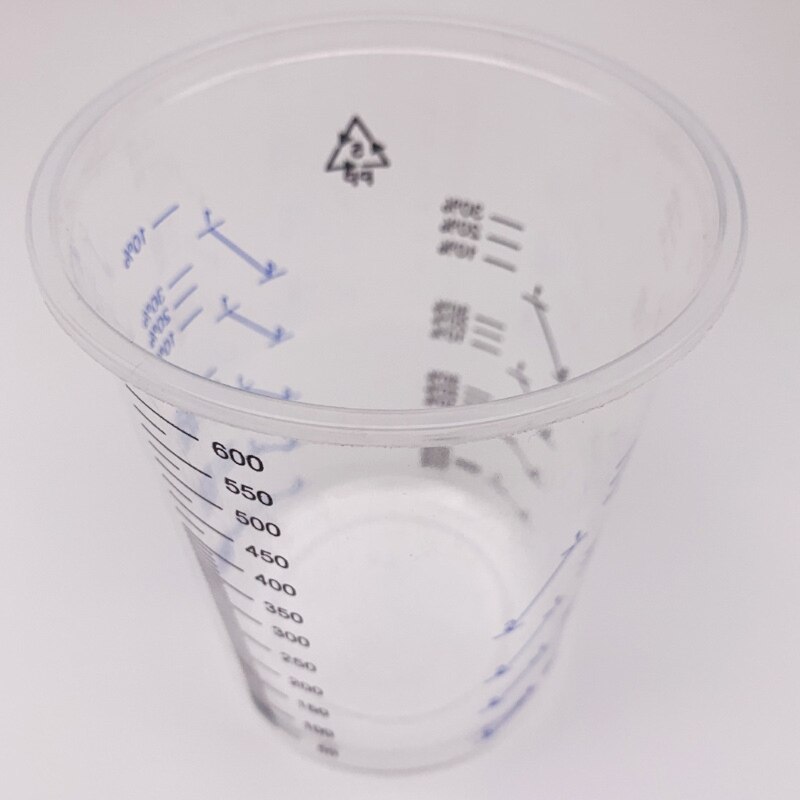 50 st engångsklar graderade plastblandare för färg uv -harts epoxi 20 oz 600ml mätförhållanden 2-1 3-1 4-1