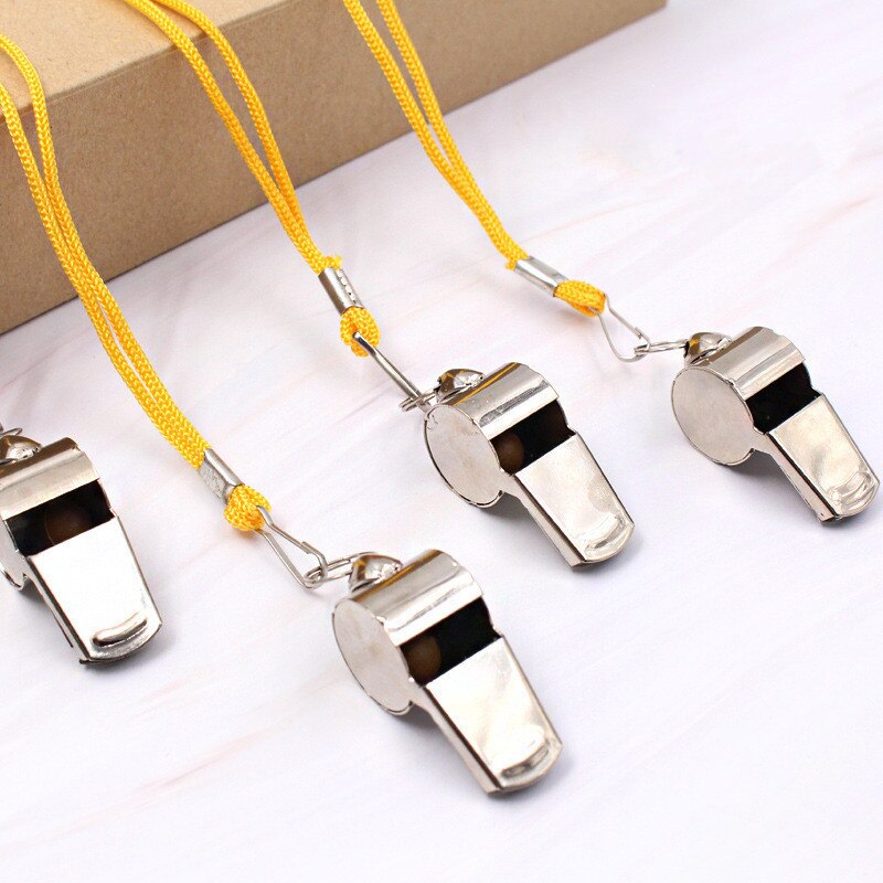 Metal Whistle with Rope Stainless Steel for Referee Sport Rugby Party Training School Football Basketball Cheerleaders Cheer