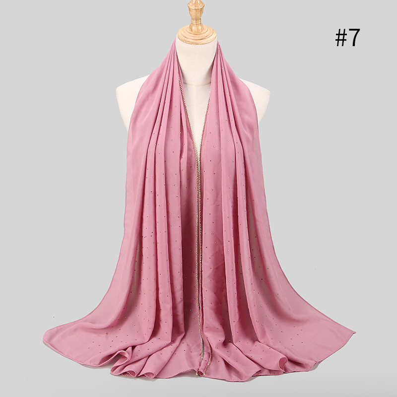 70*180cm sommer muslimischen chiffon hijab schal perlen kopftuch islamischen langen schal wrap kopf schals foulard femme musulman kopftuch: 7