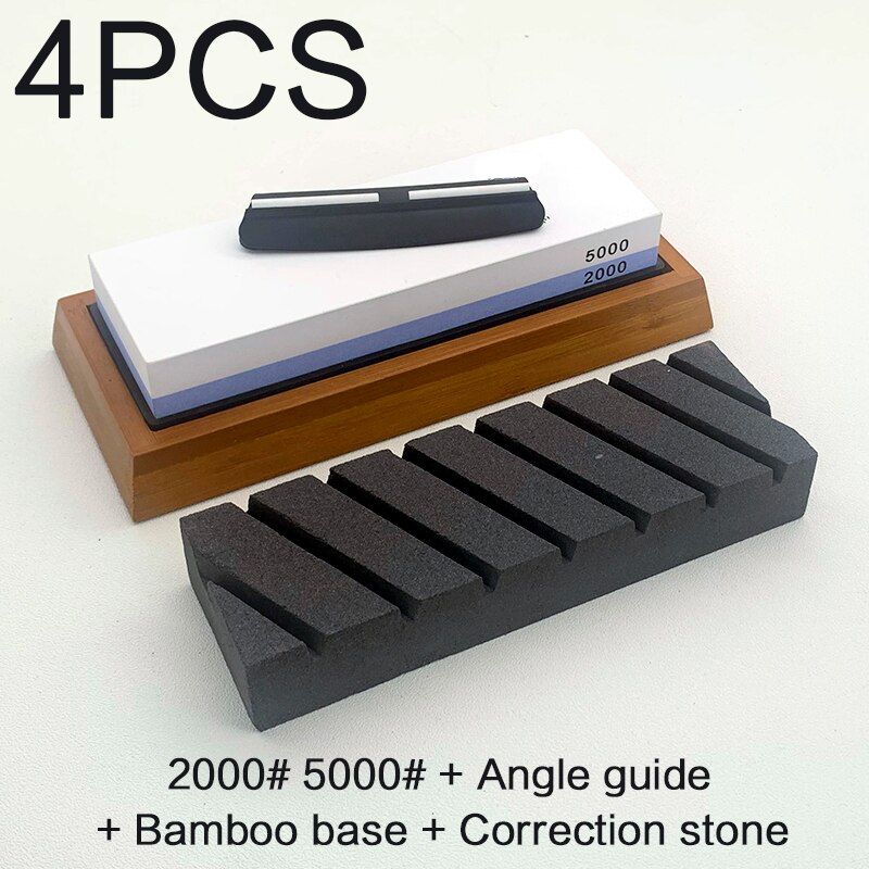 1000 3000 grit Double-sided sharpening stone set big Correction stone angle guide kitchen knife sharpener grinding whetstone: 2000 5000 set