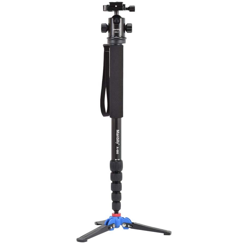 Manbily A-666 Professionele Draagbare Reizen Dslr Camera Monopod Statief Stand, KB-0 Balhoofd, M2 Stand Base, max Hoogte 1.8 M