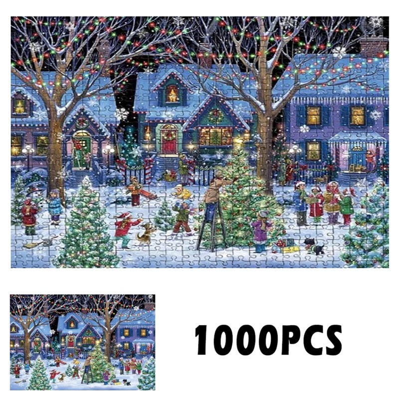 God jul 1000- delt puslespil stort puslespil til voksne børn puslespil pædagogisk legetøj hjem vægmaleri