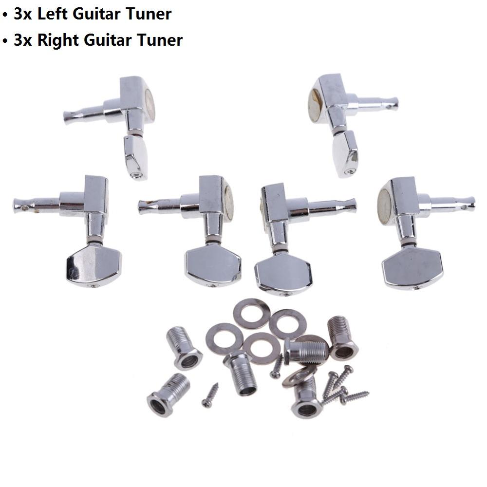 Een Set 6 Chrome Gitaar Opgesloten String Stemsleutels Key Tuners Machine Heads Akoestische Gitaar Lock Stijl: Default Title