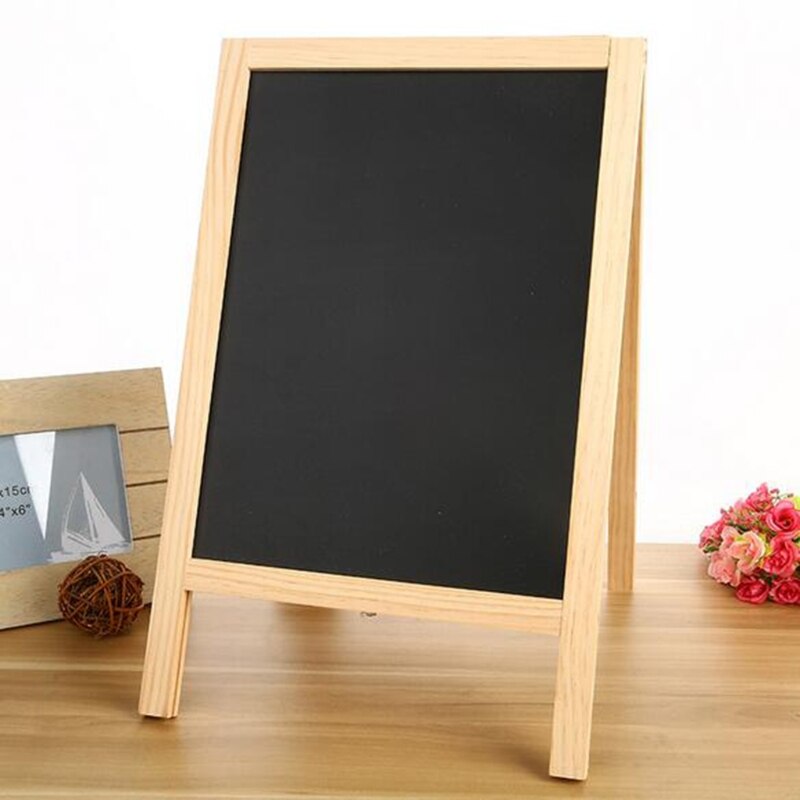 Mini Wooden Tripod Blackboard Small Double Easel Message Board Whiteboard 53CC