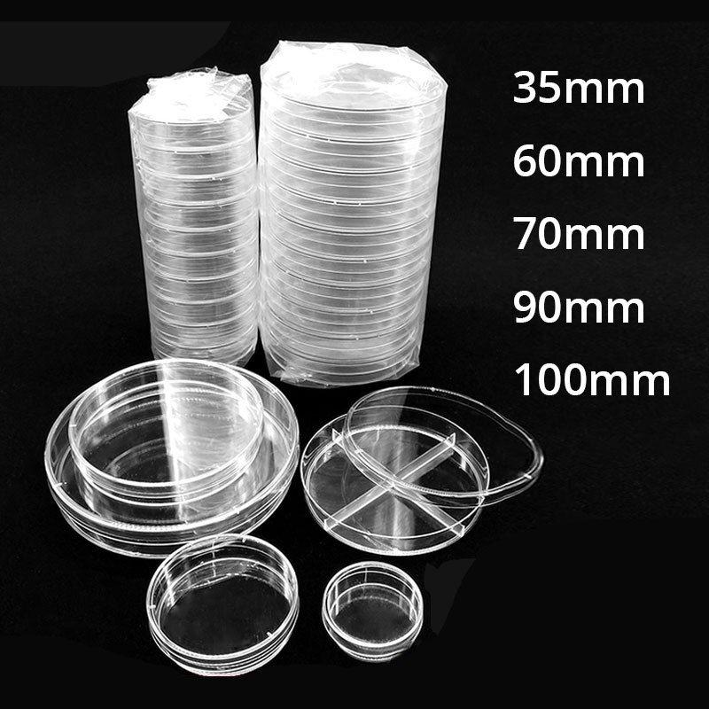 Platos de Petri de plástico estériles con tapas, 10 piezas, 90x16mm, para plato de laboratorio, platos de Petri de levadura bacteriana