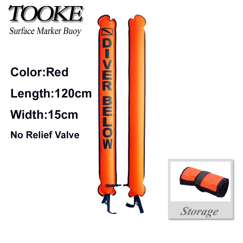 120Cm Lengte 15Cm Breedte Duiken Oppervlak Marker Boei Smb Onderwater Veiligheid Signaal Boei Float Opblaasbare Buis Worst: Default Title
