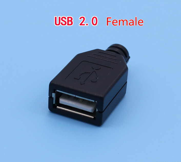 1 paar USB Connector Mannelijke & Vrouwelijke DIY 2.0 Micro Connectoren Opladen Socket Micro USB Plug Staart Zwart plastic Cove