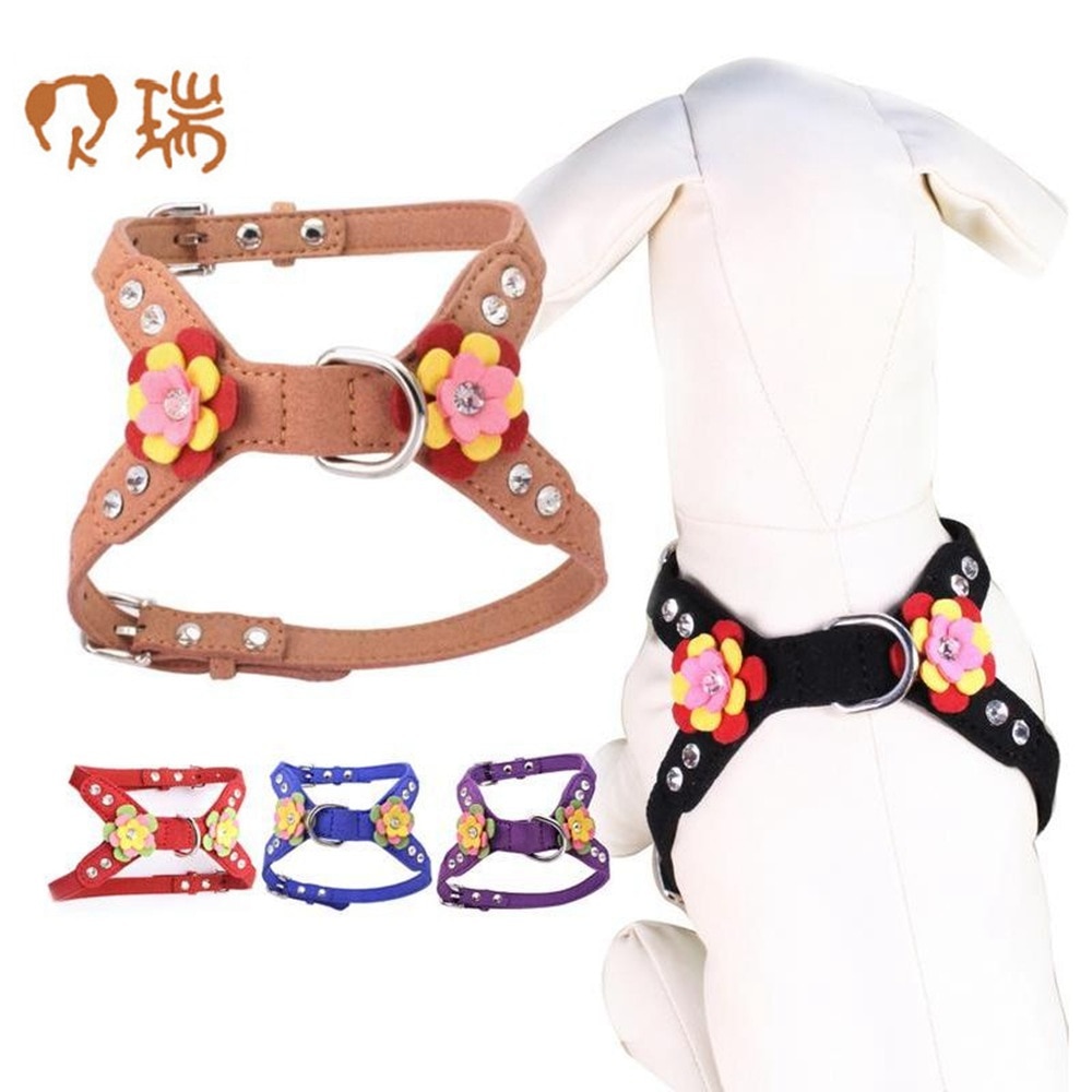 Small Dogs Harness Vest Puppy Collars Bling Accessories Flower For Pet Harness Product Animals Supplies