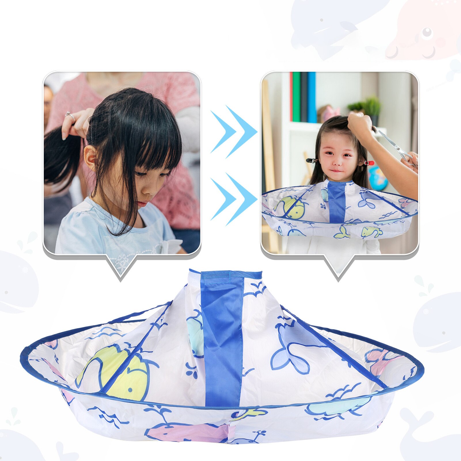 Newborn Baby Kids Hair Bib Cartoon Whale Print Waterproof Children Hairdressing Cape Household Children Health Care Props