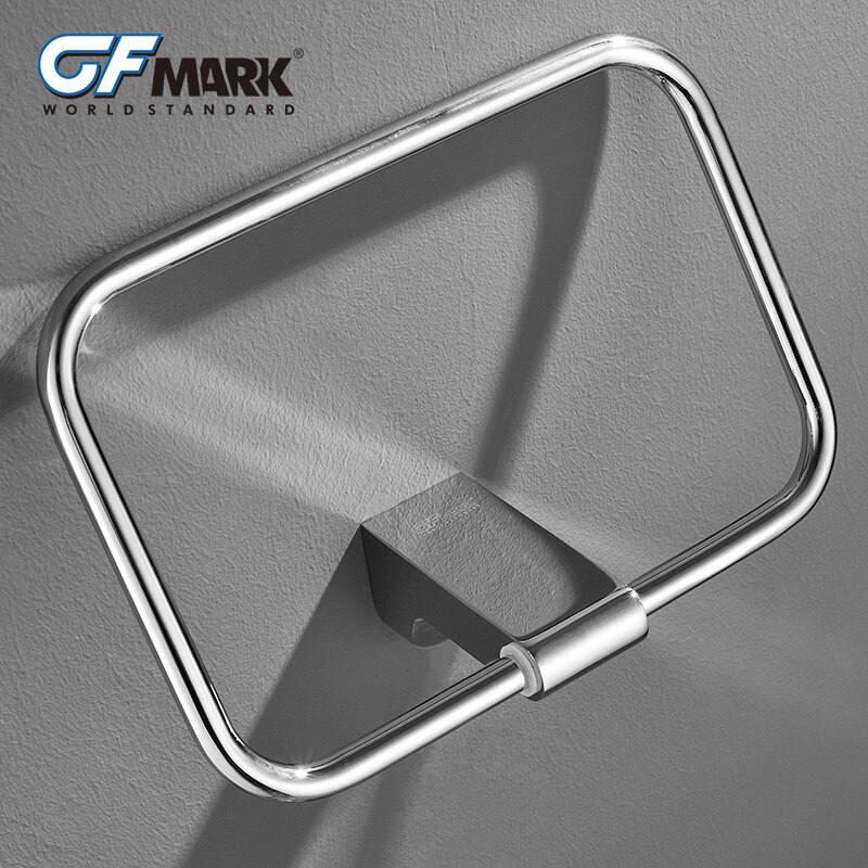 GFmark Vierkante Handdoek Ringen Wall Mounted Porte Serviette Anneau Serviette Badkamer Hardware Accessoires Wc Chrome Handdoek Ring