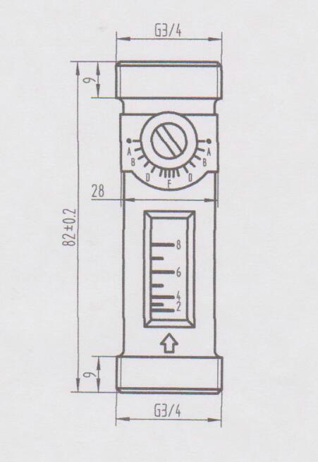 USC-MS43TA 2-8L/min Direct Reading Flow Meter (Flowmeter) Brass G3/4" Male and G3/4" Male Spring mechanical float meter