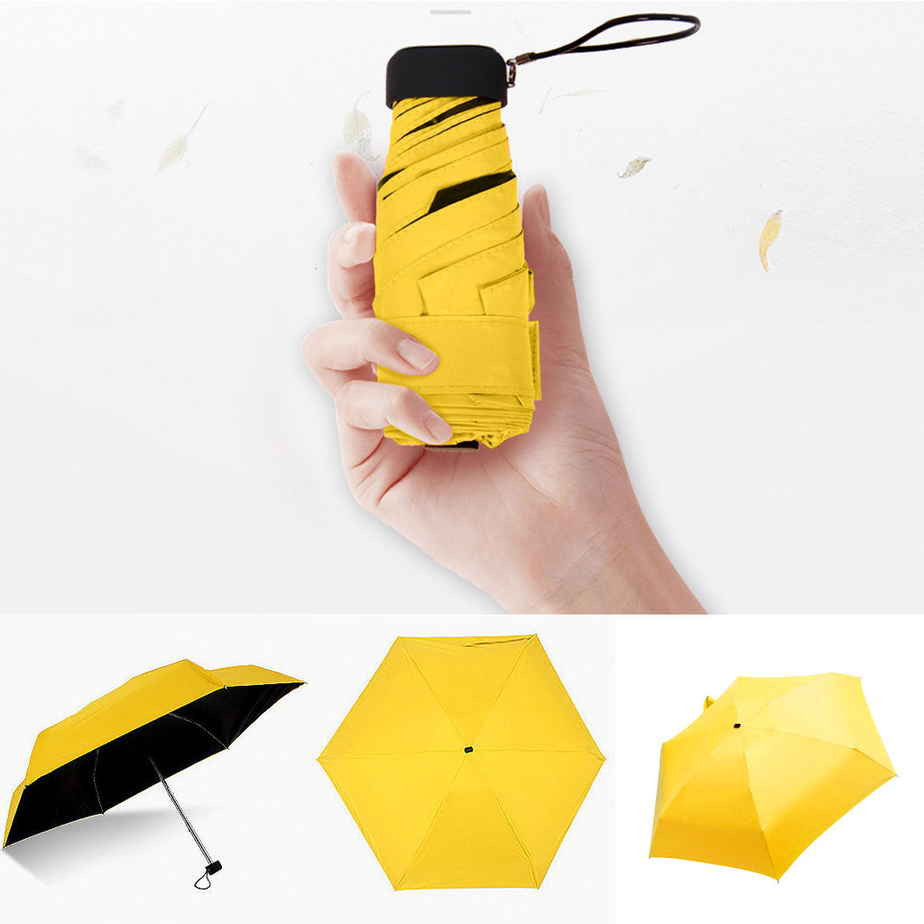 Mini Umbrella Rain Women Windproof Durable 5 Folding Sun Umbrellas Portable Sunscreen Flat Lightweight Pocket Umbrella 19DEC10: violet