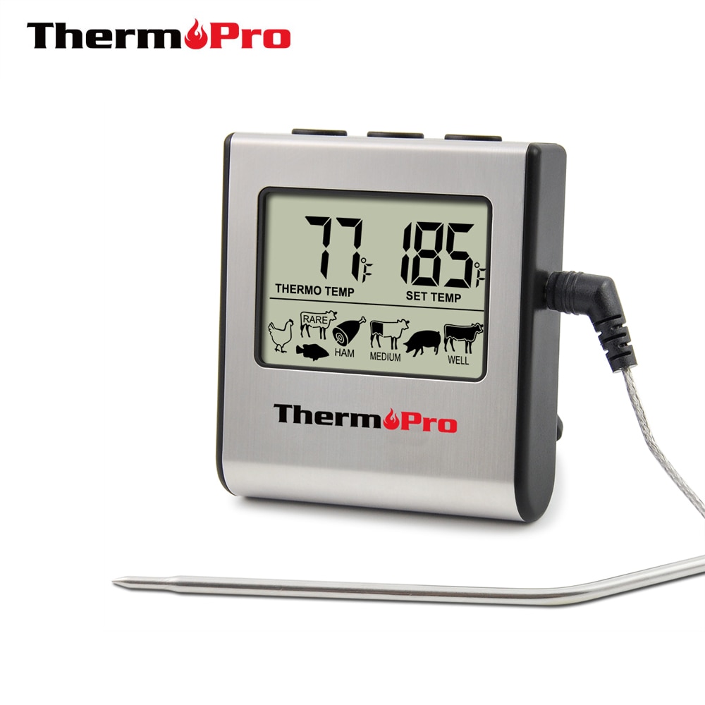 Original ThermoPro TP-16 Large LCD Digital Cooking Kitchen Food Meat Thermometer for BBQ Oven Grill Smoker Built-in Clock Timer