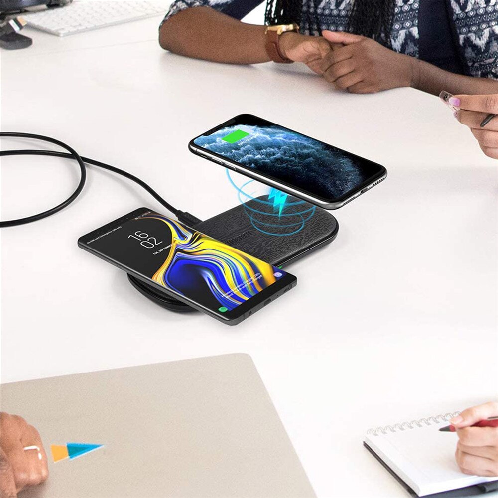 CHOETECH Dual Wireless Fast Charger Qi Certified Double Wireless Charging Pad for iPhone for Samsung Galaxy S20 for Galaxy buds