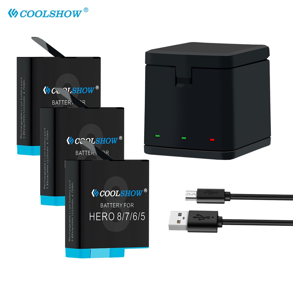 Batterij Oplader Voor Gopro Hero 8 Hero 7 Hero 6 Hero 5 Zwart 1220Mah Li-Ion AHDBT-801 Batteria Camera Accessoires