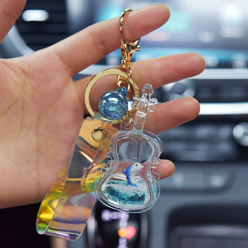 Akrylowy olej skrzypce brelok oceany lalka ruchome piaski gitara wisiorek brelok robić kluczyków robić samochodu prezent hurtownia: niebieski
