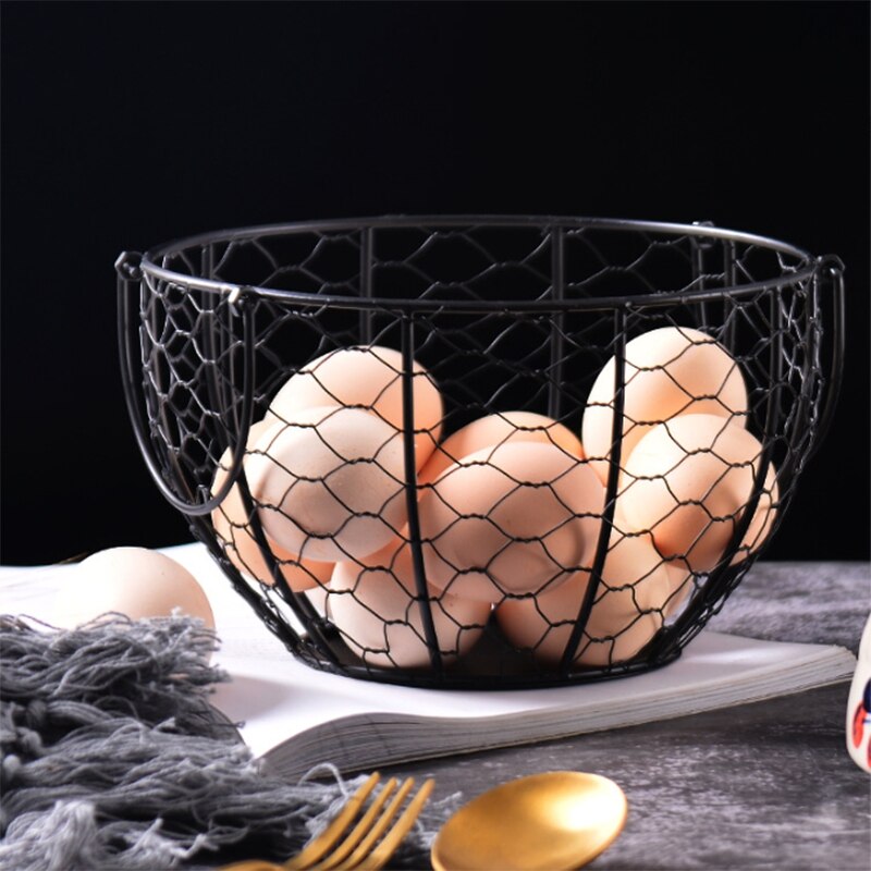 Fer oeuf stockage panier Snack fruits panier Collection créative céramique poule ornements décoration cuisine accessoires