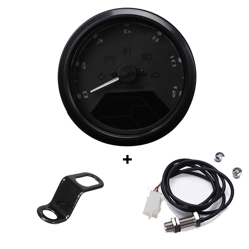 8-18V Universal Multi LCD Digital Tachometer Speedometer Odometer for 2,4 Cylinder Motorbike 12000RPM Motorcycle Accessories: Sensor and bracket