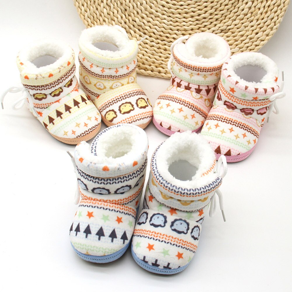 Baby Girl Shoes Newborn Print Boots Soft Sole Boots Prewalker Warm Shoes Infant Casual Baby Shoes for Baby 18Jul31