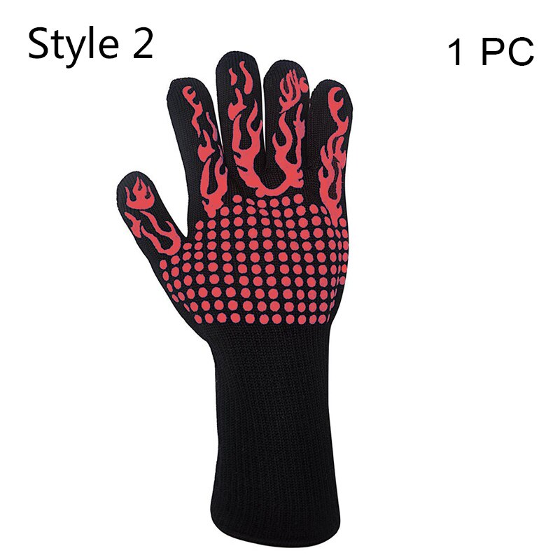 500-800 grader extremt värmetåliga grillhandskar för bakning grillning ugnsvantar kökstillbehör matlagningshandskar: Stil 2 -1 st