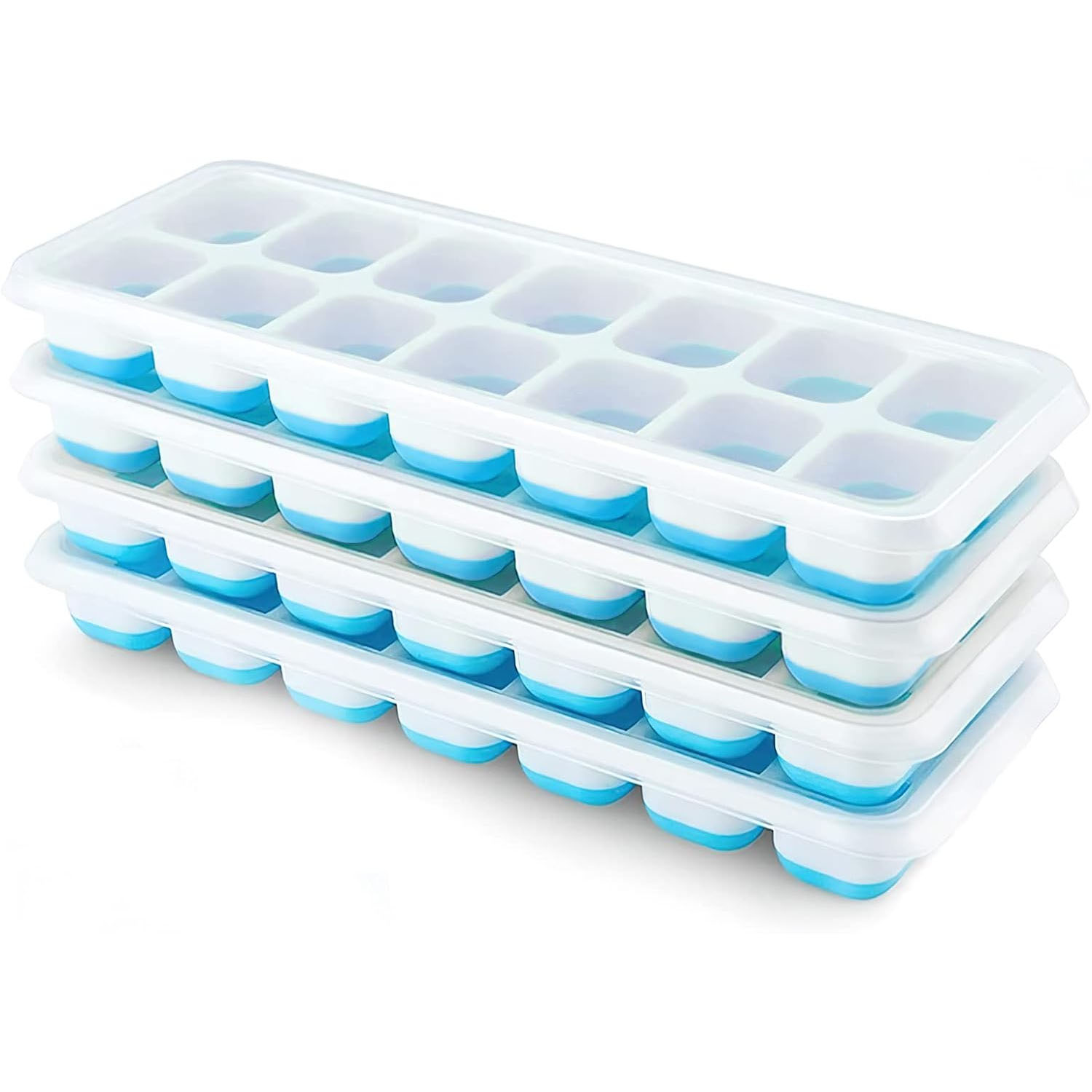 4pcs Grids Ice Cube Trays Reusable Silicone Ice cube Mold Fruit Ice Maker with Removable Lids Kitchen Tools Freezer Summer Mould: M / GRAY