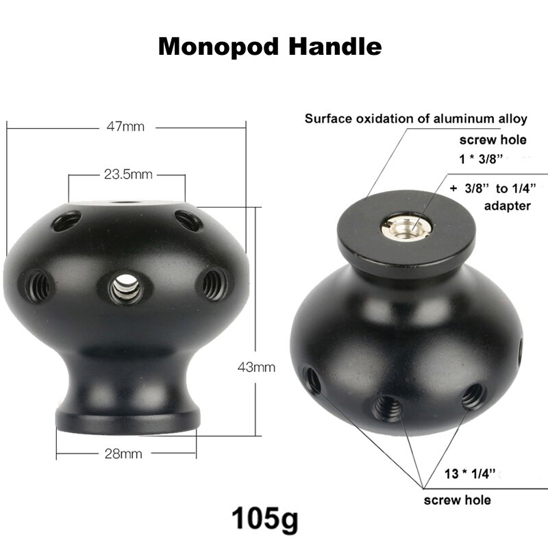 Adaptador convertidor de cabeza de bola monopié 1/4, bastón, bastón de Trekking, Asa de agarre para sala de estar, escalada y fotografía
