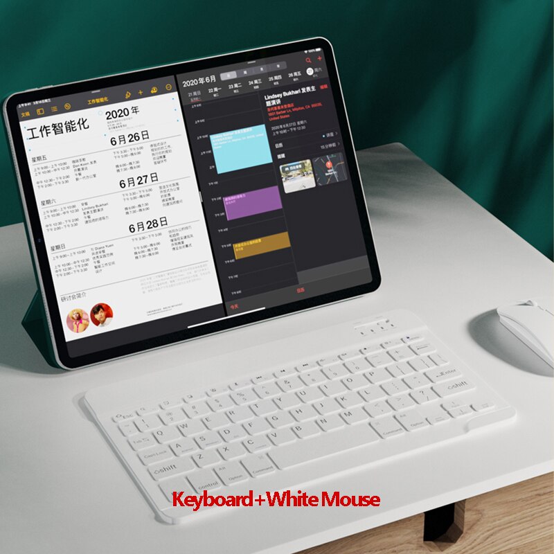 Klawiatura i mysz Bluetooth uniwersalna klawiatura telefonu dla ipada Samsung tabela bezprzewodowa klawiatura myszy akumulator Ultra cienki: one set white
