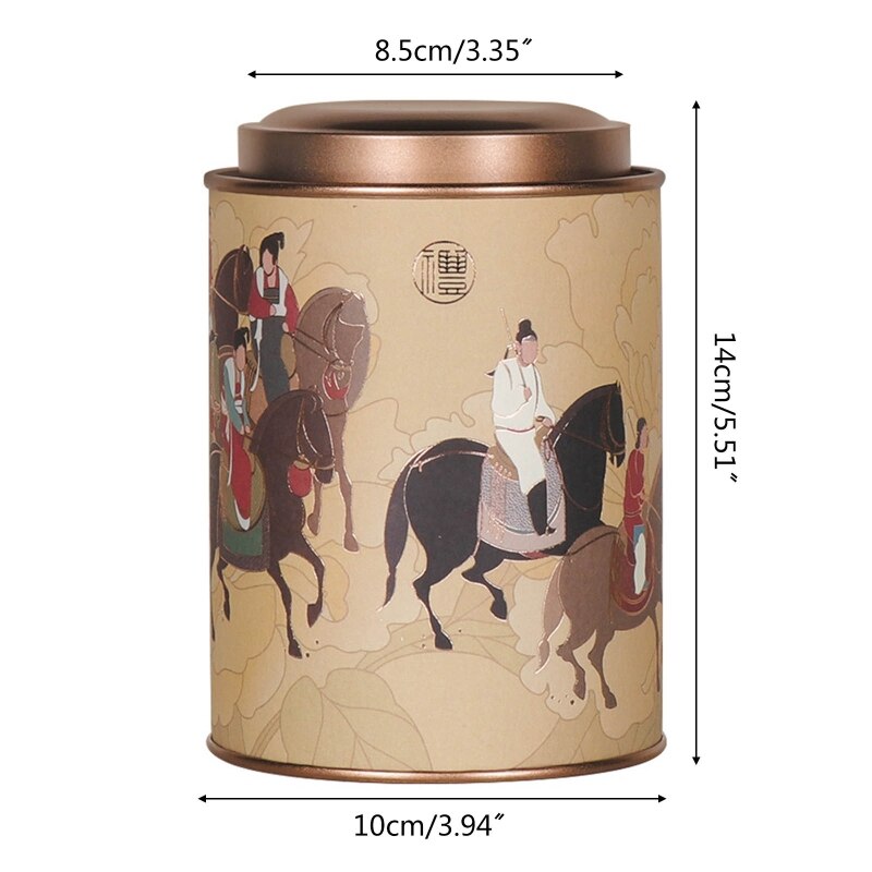 K1MF-recipiente redondo de lata para té, bote para hojas sueltas, azúcar, café con tapa hermética, utensilios de cocina de estilo chino