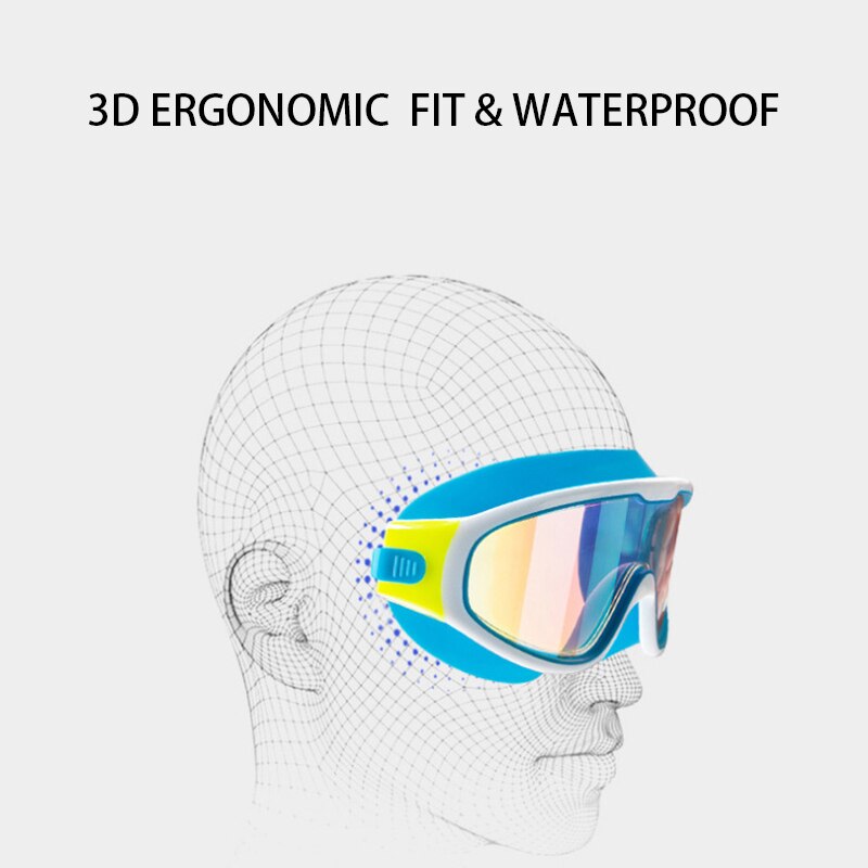 Big frame Adjustable kids swim Goggles Swimming Glasses Anti-Fog UV Protect Children Waterproof Silicone Mirrored Swim Eyewear
