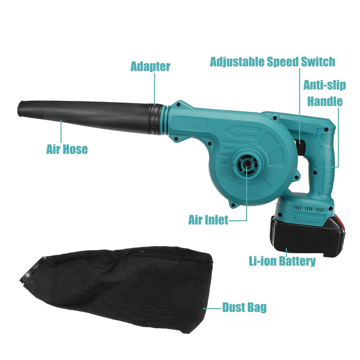 128VF 19800mAh Garden Cordless Blower Vacuum Clean Air Blower for Dust Blowing Dust Computer Collector Hand Operat Power Tool