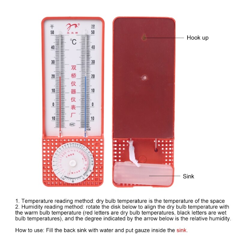 Wet and Dry Bulb Hygrometer Thermometer for Household Greenhouse Temperature RH Y4QC