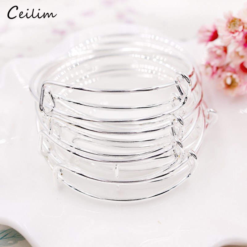 Lot 10pcs Cheap Expandable Wire Bracelets Bangles for Women Kids 50/58/65mm DIY Jewelry Making Chic