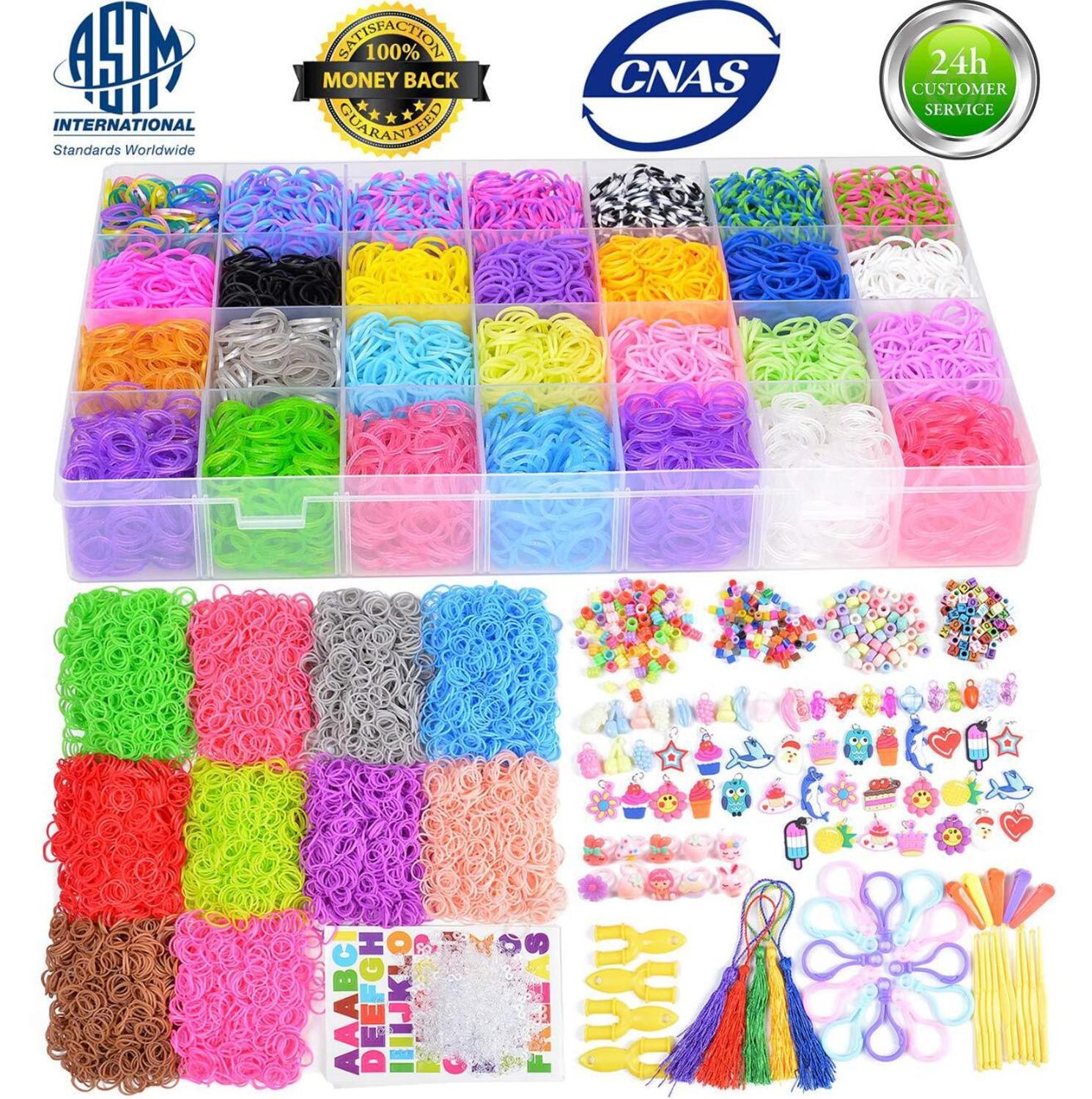 Rubber Rainboow Loom Bands Meisje voor Kinderen Elastische Band voor Weven Vetersluiting Armbanden Speelgoed voor DIY Christmas: 38 color 17000 pcs