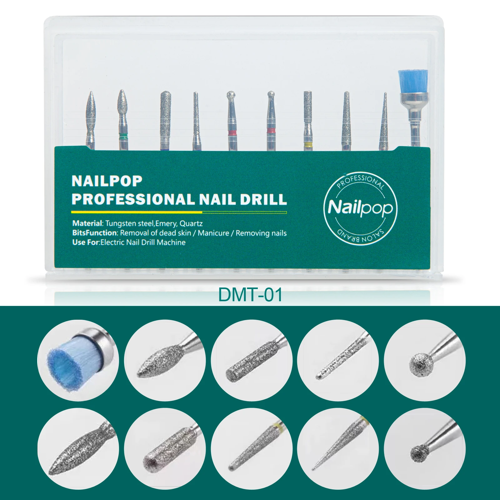 Nailpop-brocas para uñas para taladro eléctrico, accesorios para máquina de manicura, equipo, fresa, limas para uñas, herramientas para quitar Gel: Gris claro