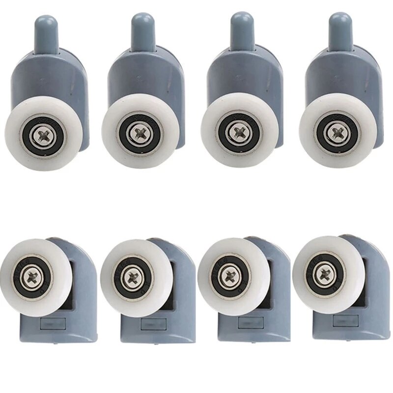 8 STKS Wielen Kit Voor Douchecabine Deuren Wiel 23 25 27mm Top Bottom Dubbel Met Knop Mount voor Glas: Beige / 25mm